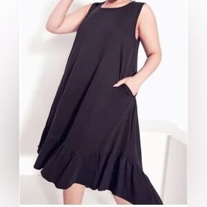 Zim & Zoe Evie Ruffle Tank Dress Black Midi Length